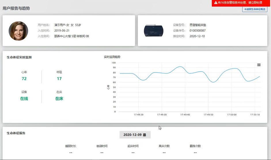 用户生命体征报告与趋势